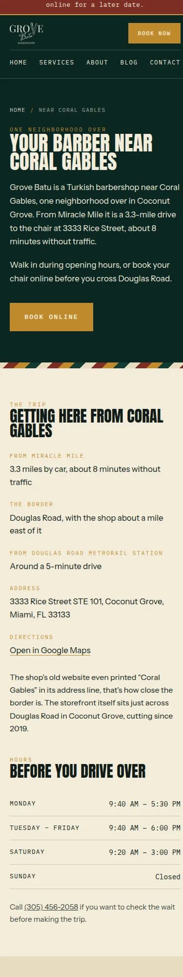 The Grove Batu page for customers coming from Coral Gables