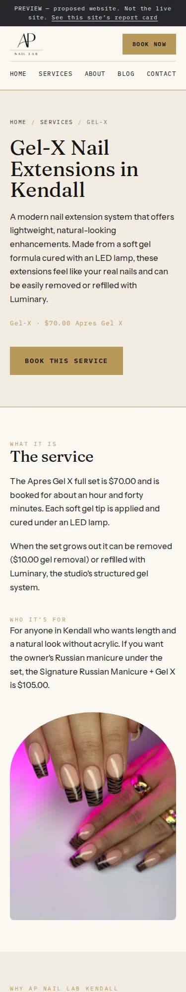 The AP Nail Lab Gel-X nail extensions page